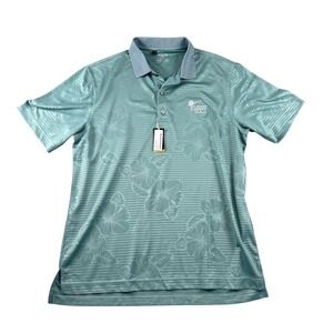 Monterey Club Mens Golf Polo Shirt M Green Hibiscus Kaneohe Klipper Hawaii New